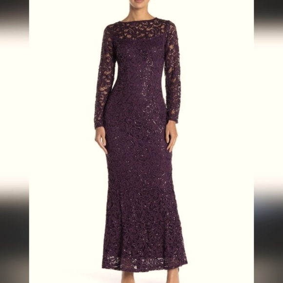MARINA Dresses & Skirts - Deep Plum Lace Gown